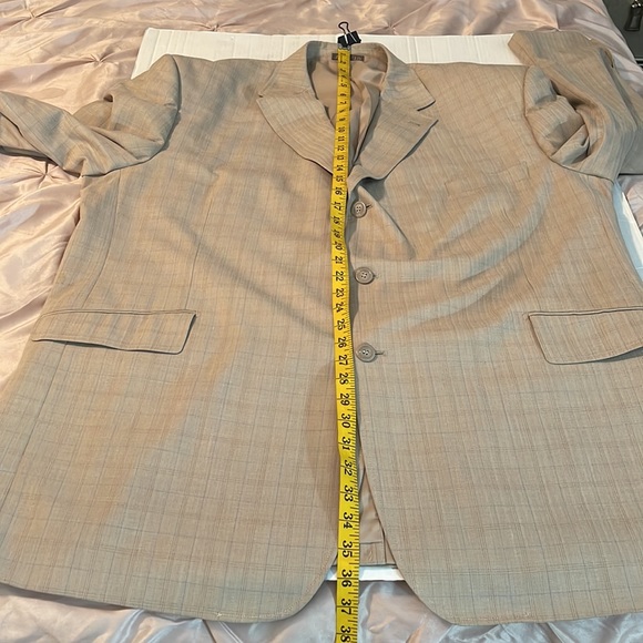 Zandello Tan Blue Stripes Mens Suit Jacket and Pants Tuxedo size 52R and 46R - Picture 10 of 17